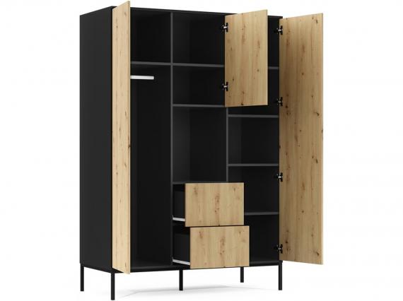 Foto ARMARIO 135 CM LANZZI NEGRO MATE/ROBLE ARTESANAL