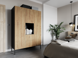 ARMARIO 135 CM LANZZI NEGRO MATE/ROBLE ARTESANAL