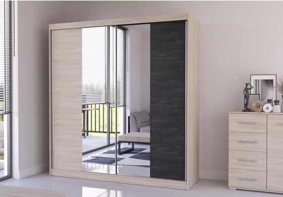 Photo Wardrobe - WENECJA, 203 cm, Sonoma Oak + Norwegian Black Pine