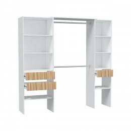 Open wardrobe 190 - 2 shelves REF: 0E8559A - TEMPUS, Artik White/Natural