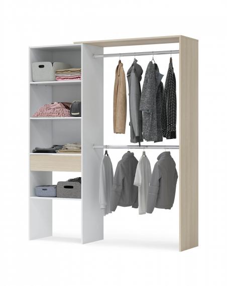 Foto Armario-vestidor con estantes y un cajón REF: 0R8558O - HERA, Roble/Blanco