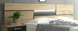 CABECERO CON LEDS 260 CM. MOD.PRIEGO CAMBRIA-GRAFITO