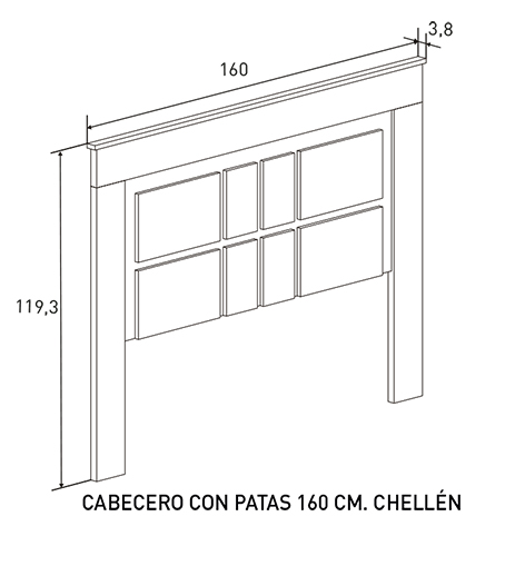 Foto CABECERO CON PATAS 160 CM. MOD.CHELLEN CAÑON