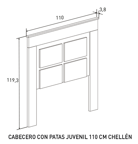 Foto CABECERO CON PATAS 110 CM. MOD.CHELLEN CAÑON