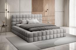CAMA TAPIZADA CON ARCÓN DIZZLE GRIS