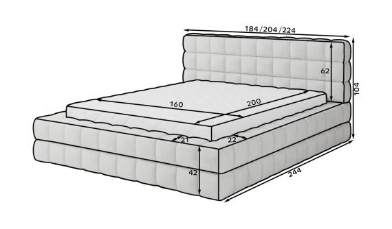 Photo Bed 140/160/180x200 - Dizzle, Grey
