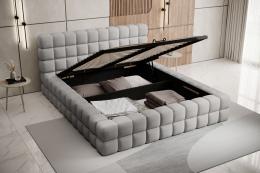 CAMA TAPIZADA CON ARCÓN DIZZLE GRIS