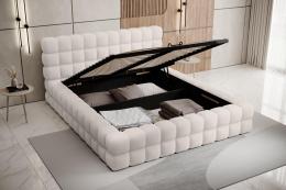 CAMA TAPIZADA CON ARCÓN DIZZLE BLANCO