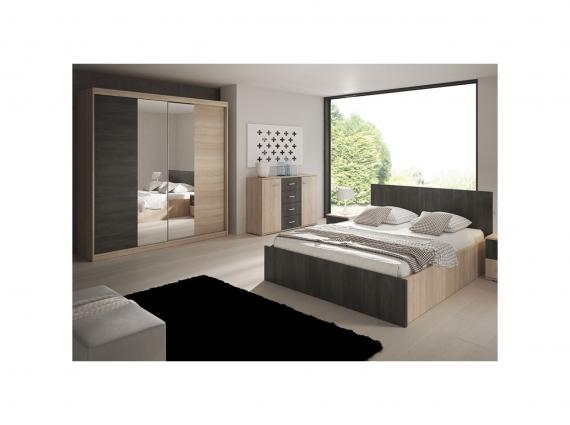 Photo Bed 160-200 - WENECJA, 160 x 200 cm, Sonoma Oak + Norwegian Black Pine