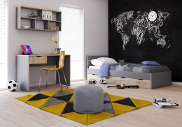 CAMA 90×200 JOY GRIS/ROBLE ARTESANAL