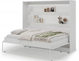 Cama abatible 140 x 200 cm - Apertura horizontal manual - Con LEDs - blanco + Colchón - DEVESTO