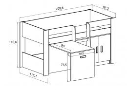 CAMA BLOCK C/MESA ESTUDIO MOD.DONALD ANDERSEN-GRAFITO