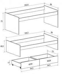 CAMA COMPACTO CAJONERA MOD.CHAMPION CAMBRIA-BLANCO