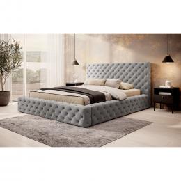 Cama con somier metálico, sistema elevador de gas y arcón almacenamiento PRINCCE gris