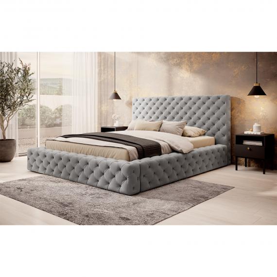 Foto Cama con somier metálico, sistema elevador de gas y arcón de almacenamiento PRINCCE gris