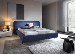 Cama con somier metálico, sistema elevador de gas y arcón almacenamiento POINTT azul