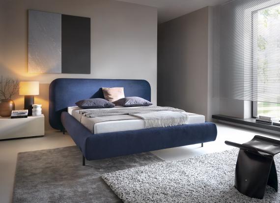 Foto Cama con somier metálico, sistema elevador de gas y arcón de almacenamiento POINTT azul