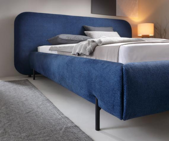 Foto Cama con somier metálico, sistema elevador de gas y arcón de almacenamiento POINTT azul
