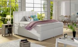 Cama de matrimonio tapizada con almacenaje – Alice, 140/160/180 x 200cm, Polipiel, Blanco