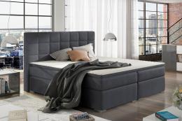 Cama de matrimonio tapizada con almacenaje – Alice, 140/160/180 x 200cm, Polipiel, Gris oscuro