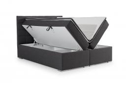 Cama de matrimonio tapizada con almacenaje – Alice, 140/160/180 x 200cm, Polipiel, Gris oscuro