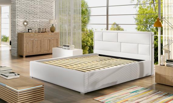 Photo Bed combining elegance with comfort - Latina, 140/160/180/200 x 200cm, Light Gray