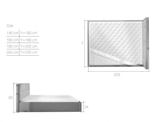 Photo Bed combining elegance with comfort - Latina, 140/160/180/200 x 200cm, Light Gray