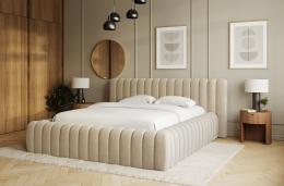Cama estructura de metal, elevación de gas, + almacenamiento 140/160/180 x 200cm - CARILLA, Beige