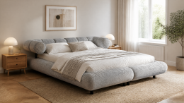 cama estructura de metal elevador gas cajón - LUXOR Gris