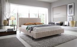 Cama con somier metálico, sistema elevador de gas y arcón almacenamiento PLISSA, Beige