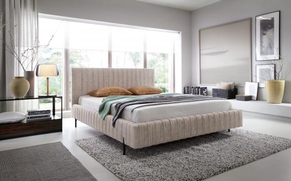 Foto Cama con somier metálico, sistema elevador de gas y arcón de almacenamiento PLISSA, Beige