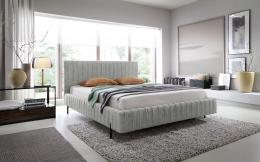 Cama con somier metálico, sistema elevador de gas y arcón almacenamiento PLISSA, Gris claro