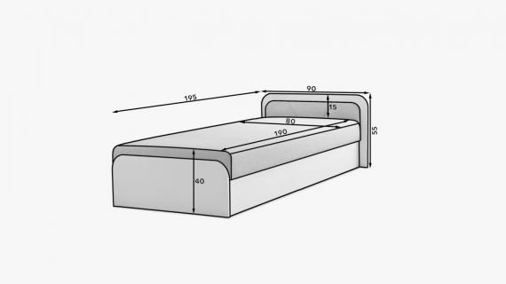 Foto Cama infantil PARYS 90x200 + arcon, gris