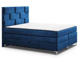 CAMA CONTINENTAL BOXSPRING I TAPIZADA I CON ARCONES I COLCHÓN DOBLE I CABECERO I TOPPER I MALIBU 3D AZUL