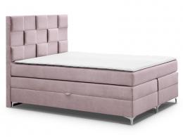 CAMA CONTINENTAL BOXSPRING I TAPIZADA I CON ARCONES I COLCHÓN DOBLE I CABECERO I TOPPER I MALIBU 3D ROSA