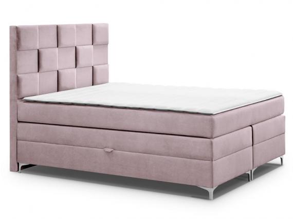 Foto CAMA CONTINENTAL BOXSPRING I TAPIZADA I CON ARCONES I COLCHÓN DOBLE I CABECERO I TOPPER I MALIBU 3D ROSA