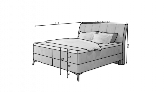 Photo Double box bed 140/160/180 x 200cm - ADERITO, Beige