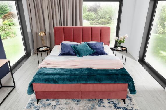Photo Double box bed 140/160/180 x 200cm - ADERITO, Pink