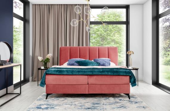 Photo Double box bed 140/160/180 x 200cm - ADERITO, Pink