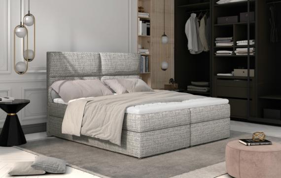 Фото Двуспальная кровать Boxspring 145/165/185 x 200 см - AMBER, серый