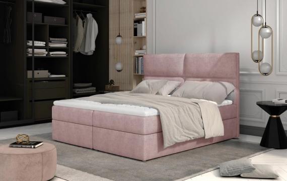 Photo Double box spring bed 145/165/185 x 200cm - AMBER, Pink