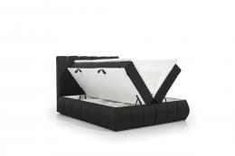 Cama matrimonial con cabecero y base acolchados, diseño moderno 140/160/180 x 200cm – VINCENZO, Gris