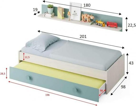 Foto Cama doble+estante REF: 0J7447Y - ENJOY