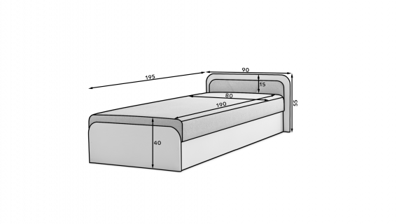 Foto Cama infantil PARYS 90x200 + arcon azul