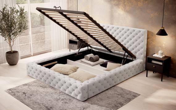 Foto Cama con somier metálico, sistema elevador de gas y arcón de almacenamiento PRINCCE blanco
