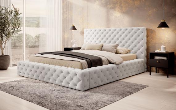 Foto Cama con somier metálico, sistema elevador de gas y arcón de almacenamiento PRINCCE blanco