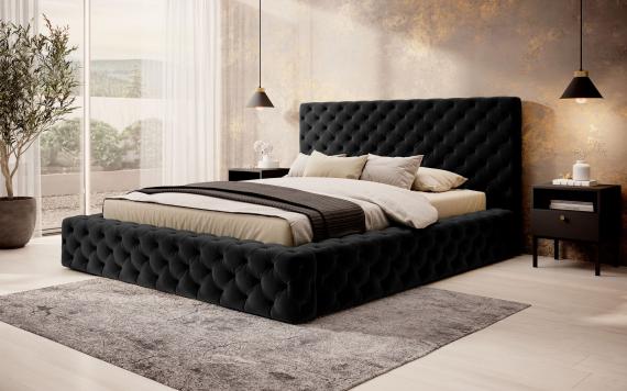 Foto Cama con somier metálico, sistema elevador de gas y arcón de almacenamiento PRINCCE Negro