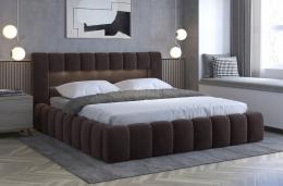 Cama Tapizada con arcon LED - Lamica, Marrón