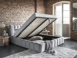 Cama Tapizada con arcon LED - Lamica, Gris claro