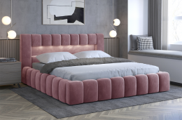 Cama Tapizada con arcon LED - Lamica, Rosa
